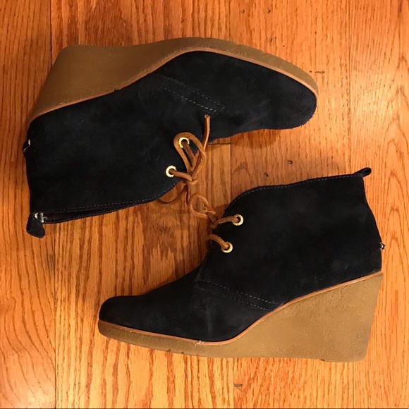Sperry Shoes - Sperry Suede Wedge, Navy